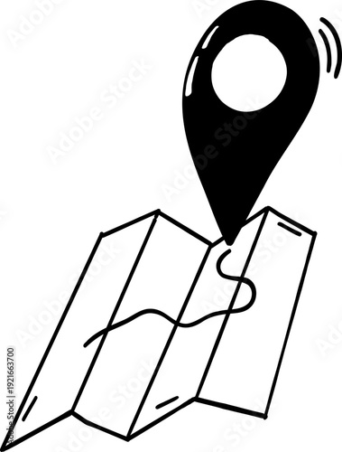 Doodle Location Pin. Navigation Marker, Pinpoint or Tag. GPS Map navigation mark 