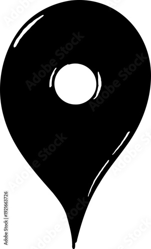 Doodle Location Pin. Navigation Marker, Pinpoint or Tag. GPS Map navigation mark 