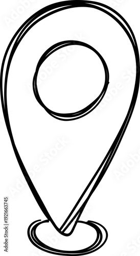 Doodle Location Pin. Navigation Marker, Pinpoint or Tag. GPS Map navigation mark 