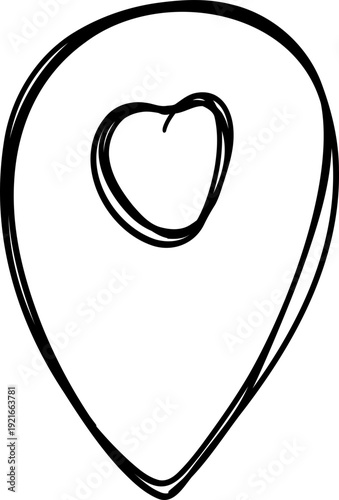 Doodle Location Pin. Navigation Marker, Pinpoint or Tag. GPS Map navigation mark 