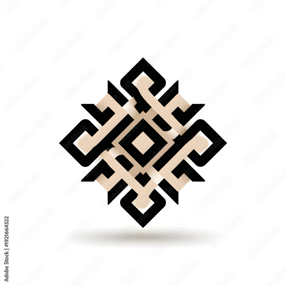 Obraz premium Abstract Geometric Ornament: A captivating abstract geometric ornament, showcasing an intricate interplay of lines and shapes, with a blend of contrasting dark and light tones.