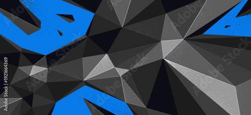 Low poly broken abstract background vector, chaos and anxiety wallpaper breaking shapes to pieces, destroyed 3D dimensional form in motion.