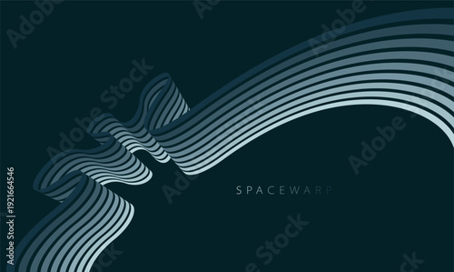 Mist oblivion night theme vector abstract background with 3D lines in perspective, dystopian gloomy dark graphic design wallpaper with curve stripes.