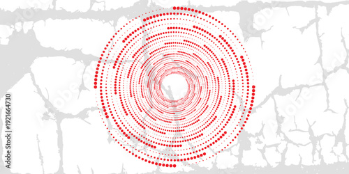 Vector dotted speed lines in vortex form. Geometric art. Segmented circle. Arc lines. Trendy design element for frame, round logo, sign, symbol, web, prints, posters, template, pattern, backdrop