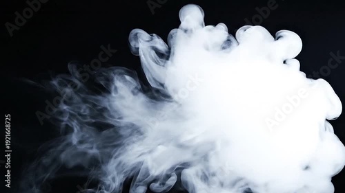 Abstract white smoke cloud on black background