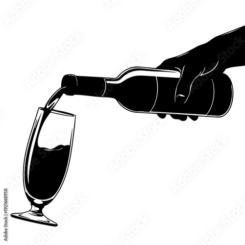 Silhouette of a hand pouring wine into a glass, creating an elegant and sophisticated feel. The image embodies the art of winemaking and the enjoyment of fine beverages.