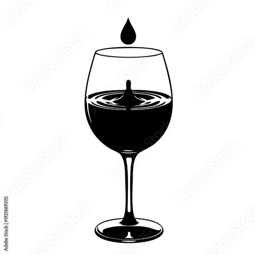 An elegant glass of wine with a single drop falling in