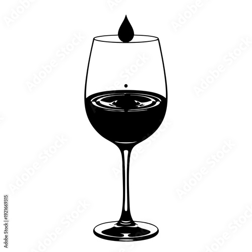 A single drop falling into a glass of red wine, creating a ripple effect