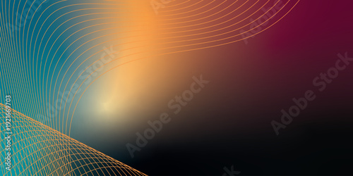 Vivid azure and magenta abstract glowing shapes with LightSalmon grainy gradient on dark noisy textured background for banner, header, and poster design