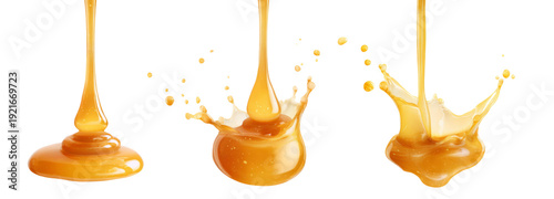 Wallpaper Mural Honey dripping and splashing transparent background studio shot liquid texture Torontodigital.ca