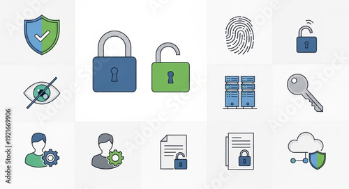 Cybersecurity and Data Protection Icons Collection.