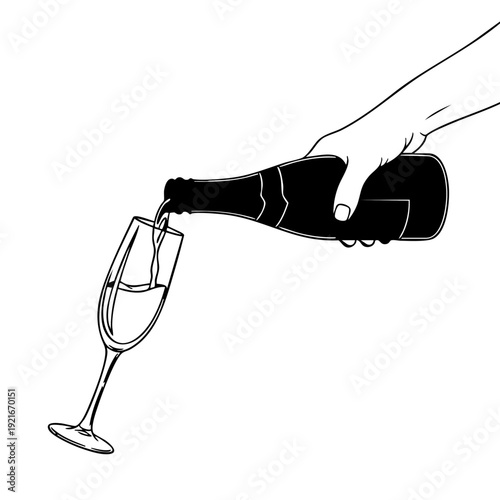 A person pouring sparkling wine into a glass