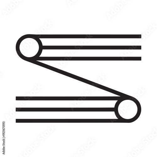 Simple black and white illustration of a mechanical linkage system