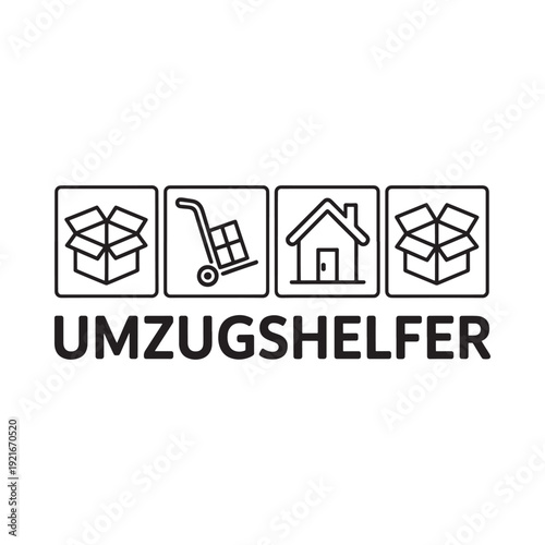 Four icons representing moving and relocation with text underneath