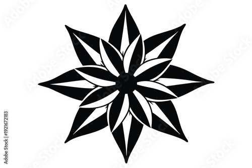 starflower silhouette line art vector illustration