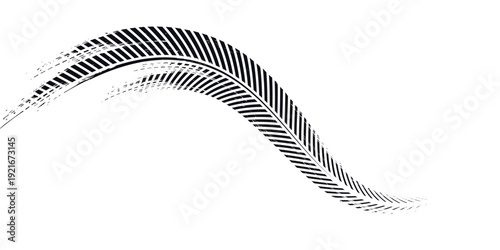 Tire tread marks, wheel textures, tire marks - car racing, motocross, drift, rally, off-road and others. Vector black isolated texture in grunge style with splashes.eps10