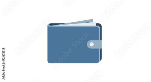 Isolated blue wallet with money on white background.