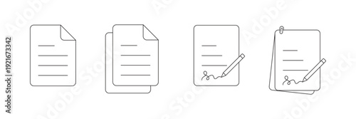 Set of file and document Icons. Simple line art style icons pack. Vector illustration.