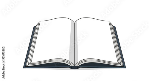 Open book with blank white pages on a clean background.