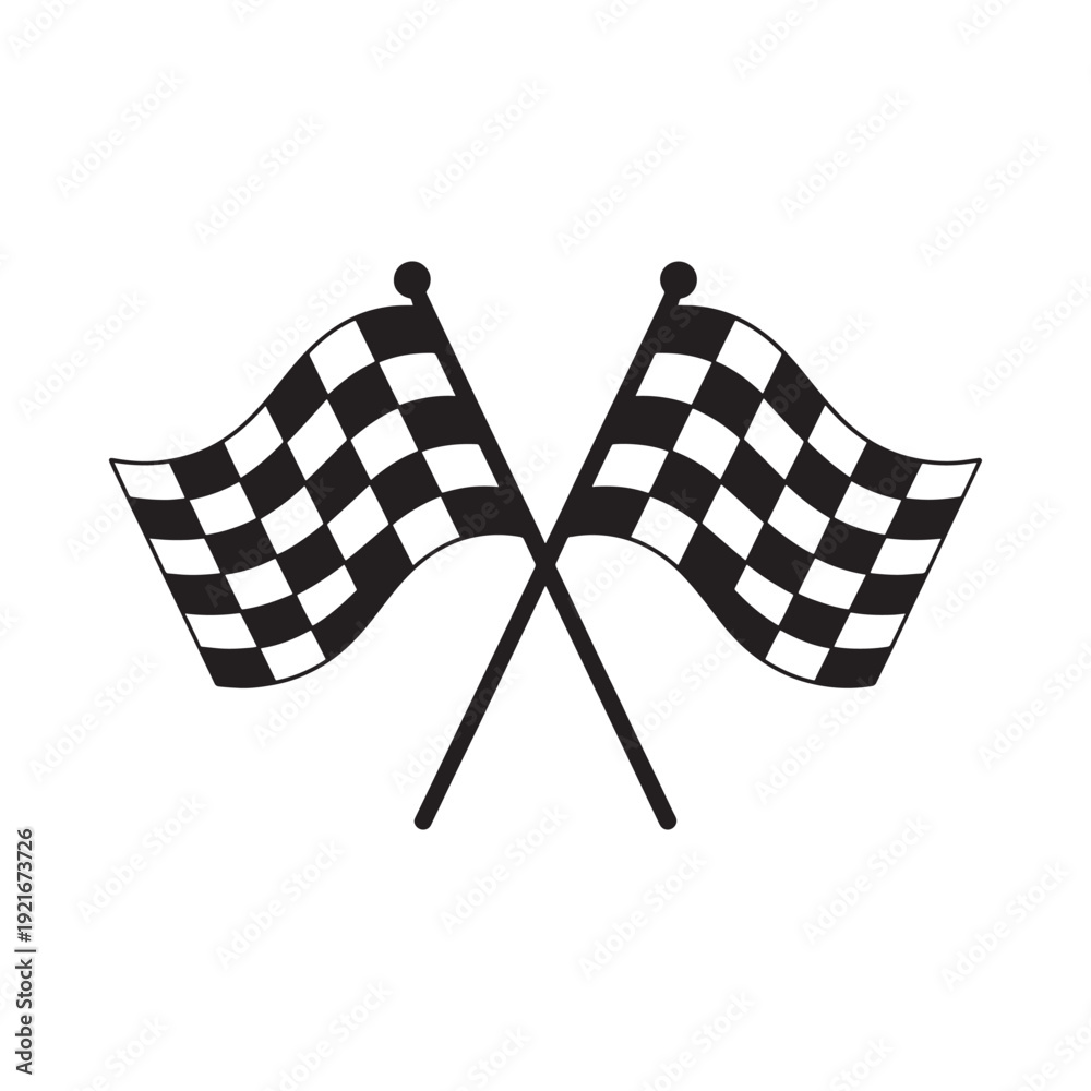 Fototapeta premium Black and white checkered flags crossed symbolizing victory and racing