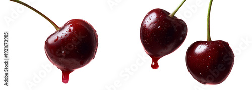 Wallpaper Mural Fresh cherries with water droplets transparent background food photography Torontodigital.ca