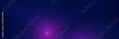Blue background with purple lines and a bright light