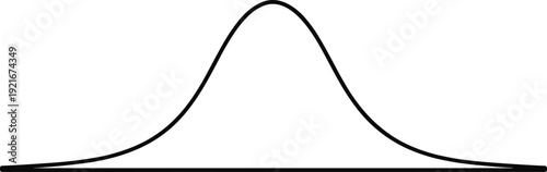 Normal Distribution Bell Curve Line Graph Vector Illustration Isolated on White Background Statistical Probability Data Analysis Concept Design
