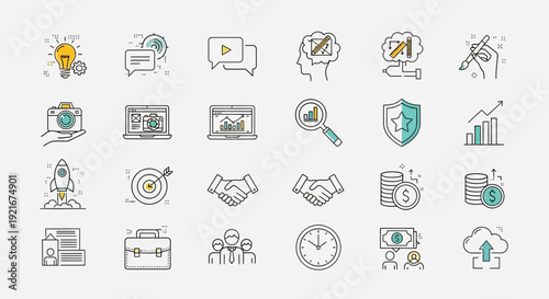 Collection of Business and Finance Icons with a Modern Design.