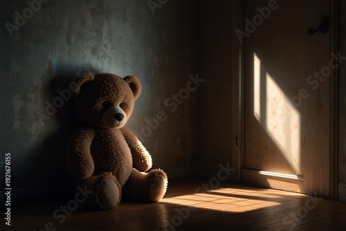 Lone Teddy Bear in a Room