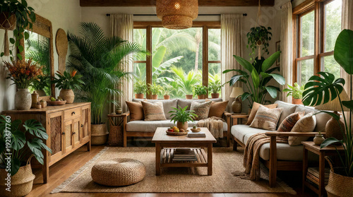 Greenery living room in a garden