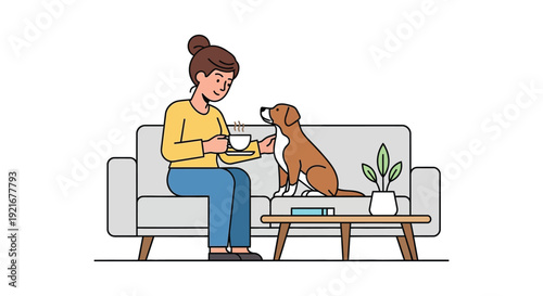 A woman enjoys a quiet moment with her dog on a sofa a charming domestic scene silhouette high quality professional detailed