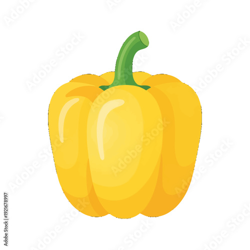 Illustrated yellow bell pepper on white background.
