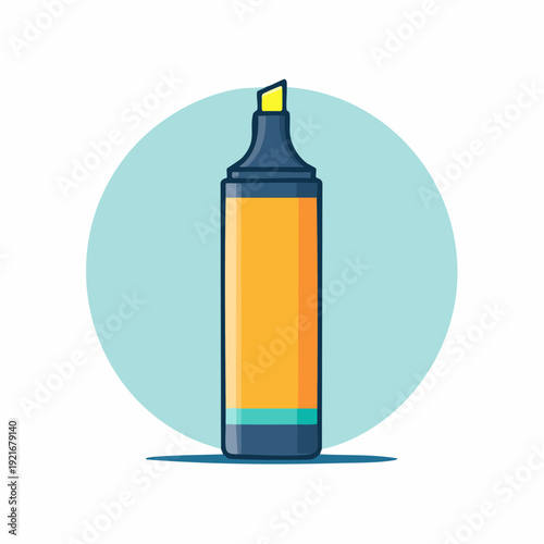 Yellow highlighter marker illustration on a light blue background