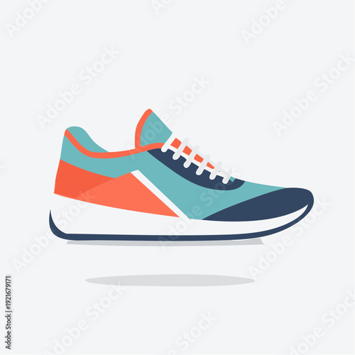 Vibrant graphic design of an athletic running shoe, promoting healthy and active living