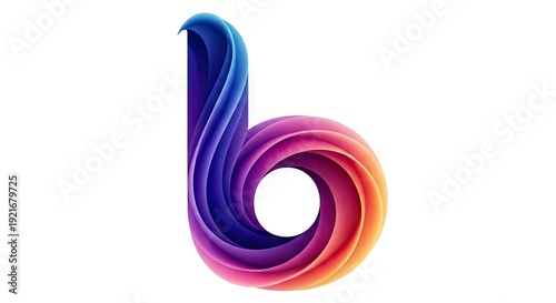 Abstract letter b design in vibrant colors isolated on white background