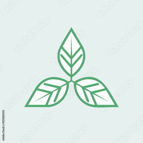 Three green leaves forming a circle, elegant minimalist logo design concept