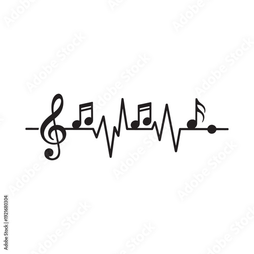 Musical heartbeat a treble clef blended with an electrocardiogram line