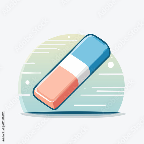 Simple Eraser Icon with Pastel Background and Dynamic Lines