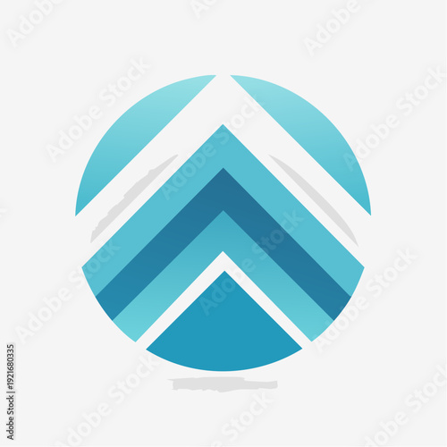 Modern geometric growth icon in a round shape, symbolizing progress and aspiration