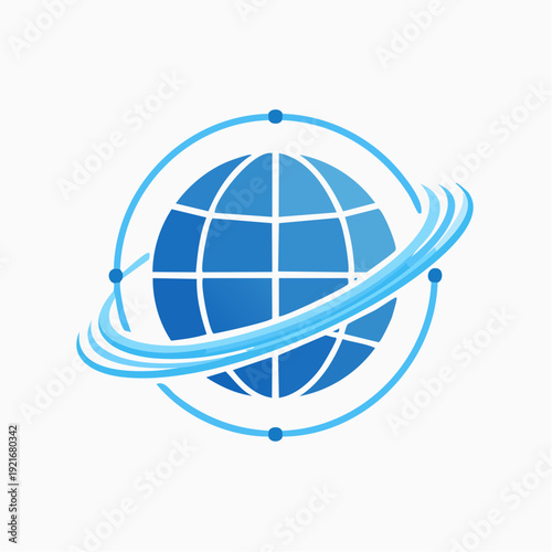 Abstract digital globe icon symbolizing global network and communication technology
