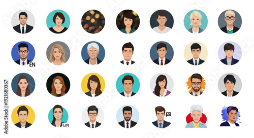 Collection of Diverse People Avatars User Profile Icons.