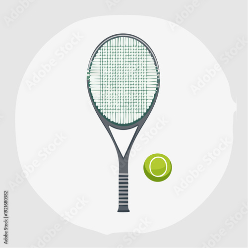 Tennis racket and ball isolated on white background, professional sports equipment