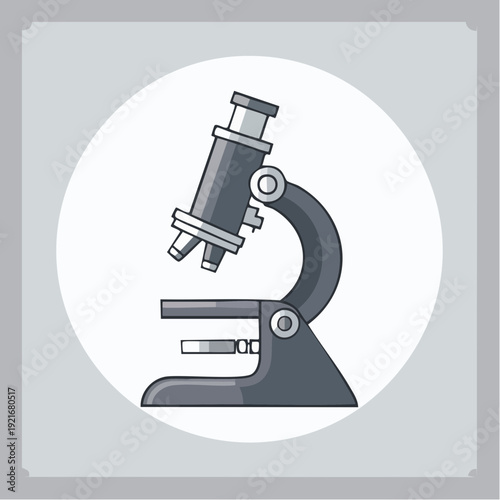 Detailed vector illustration of a modern scientific microscope for laboratory research and education
