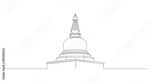 Buddhist Stupa Outline Drawing