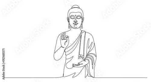 Minimalist Buddha Line Art Drawing, Serene Figure, Peaceful Icon, Enlightenment Symbol