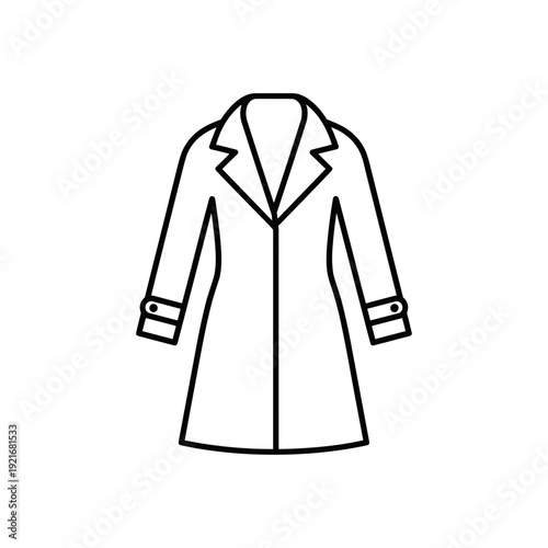 Outline of a women's coat design in minimalist style  