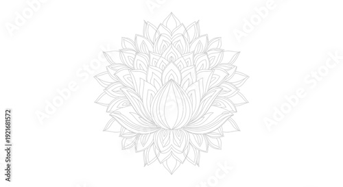 Intricate Lotus Flower Mandala Outline - Zen, Yoga, Meditation Symbol