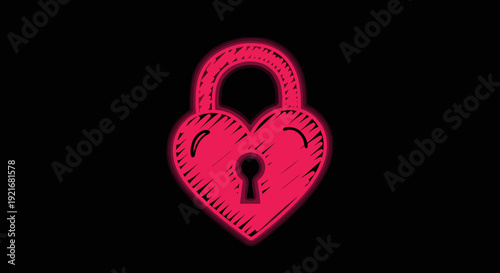 Pink heart lock symbolizing love and protection on black background  