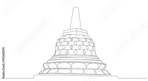Line Drawing of a Buddhist Stupa