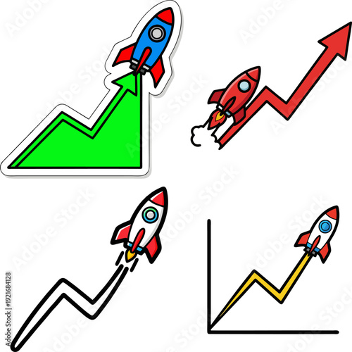 Set of four pairs of red boxing gloves, designed in a cartoon style for combat sports, training, and athletic activities